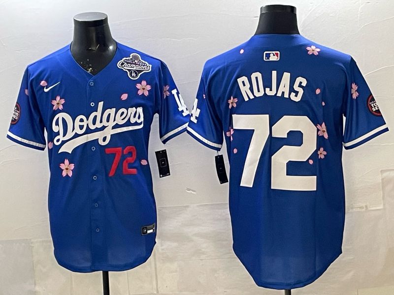 Men Los Angeles Dodgers #72 Rojas Blue Sakura Edition 2025 Nike MLB Jersey style 03->los angeles dodgers->MLB Jersey